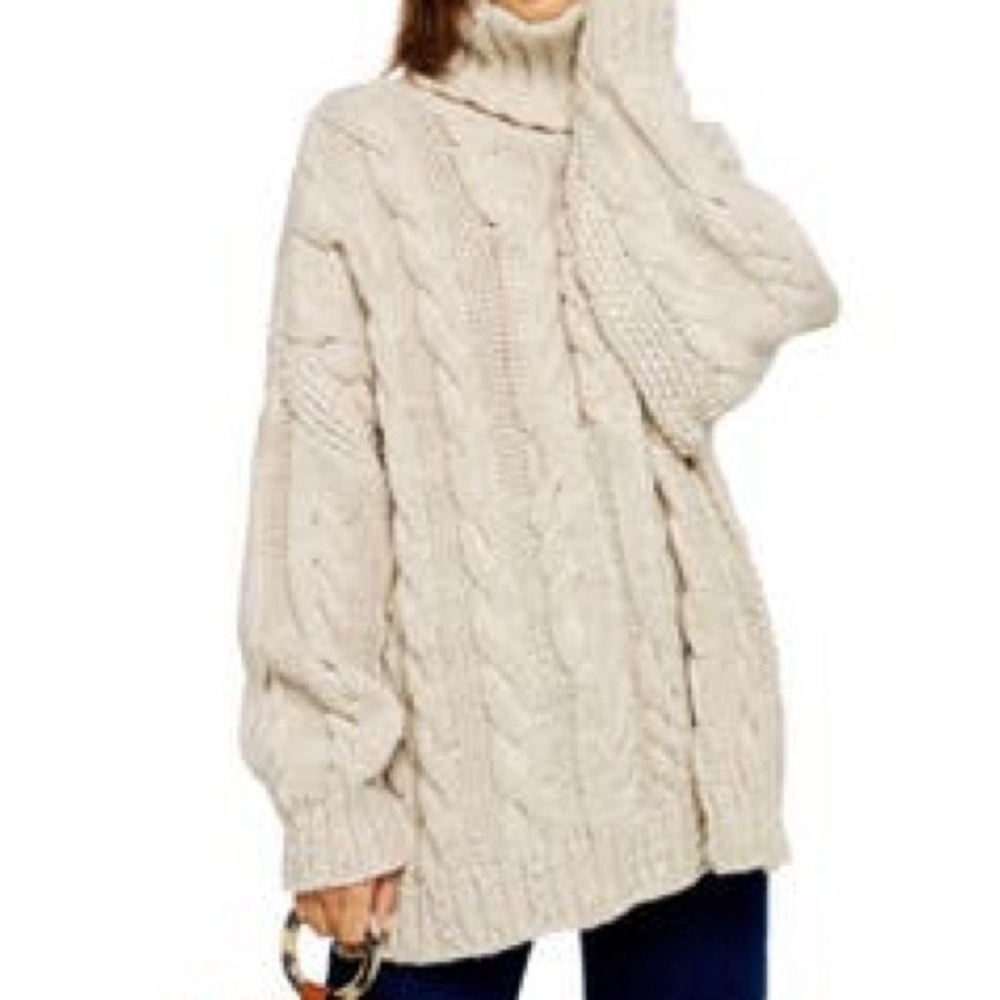 Topshop Chunky Cable Knit Turtleneck Sweater- Size Med (8/10)